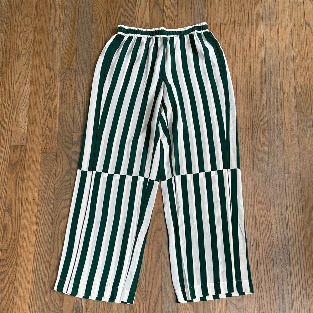 AYR Flow State Pants Regatta Green striped silk blend size small